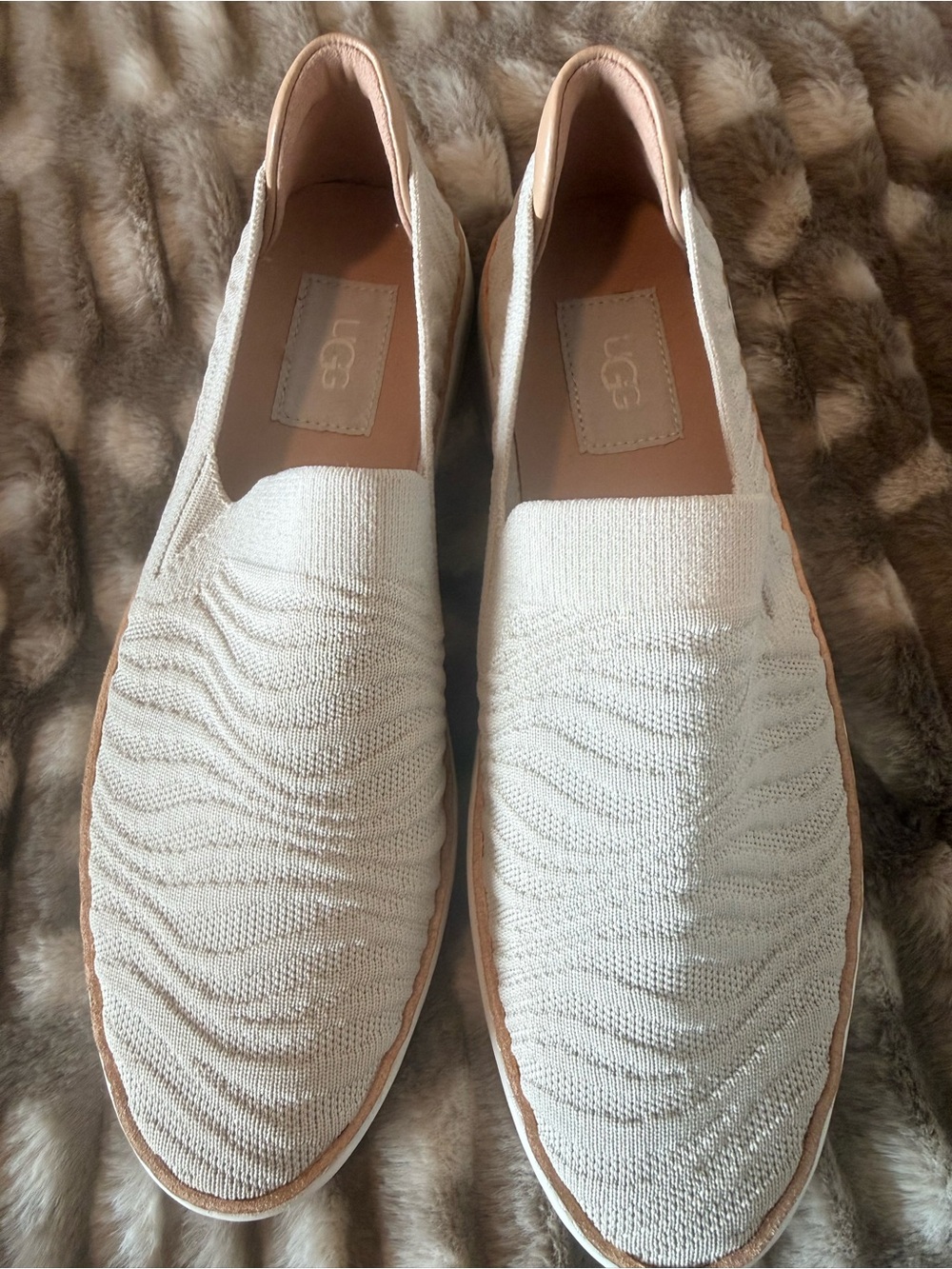 UGG Women's Knit Slip-On Loafers in Light Cream